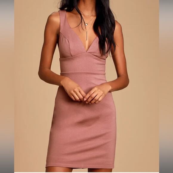 Lulus Dresses & Skirts - Lulus Fashionably On Time Bodycon Dress Tight Mini Women’s Mauve Pink